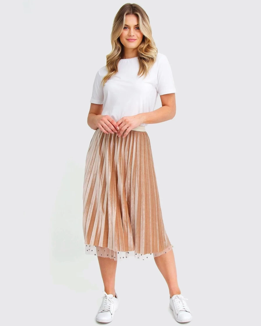 Belle & Bloom Women's Reversible Beige Skirt - Mixed Feelings Dual Wear Design