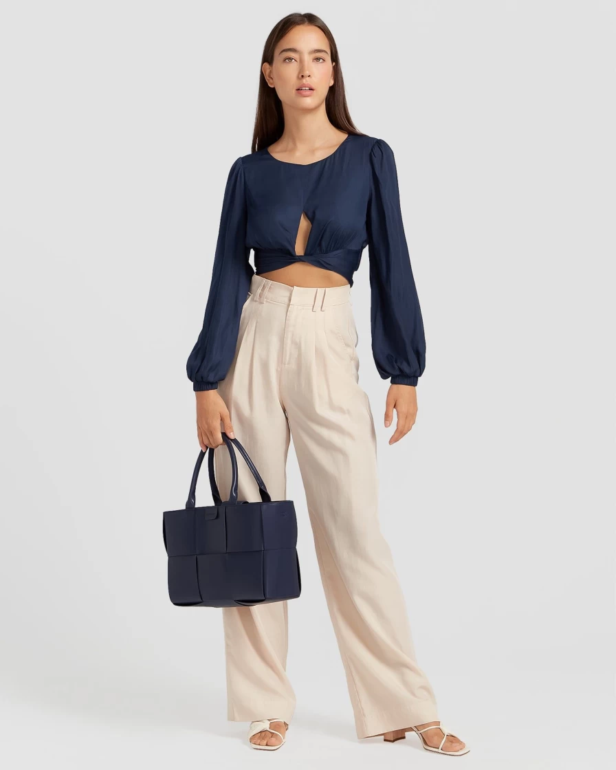 Belle & Bloom Women's Navy No Way Home Cropped Top | Final Sale