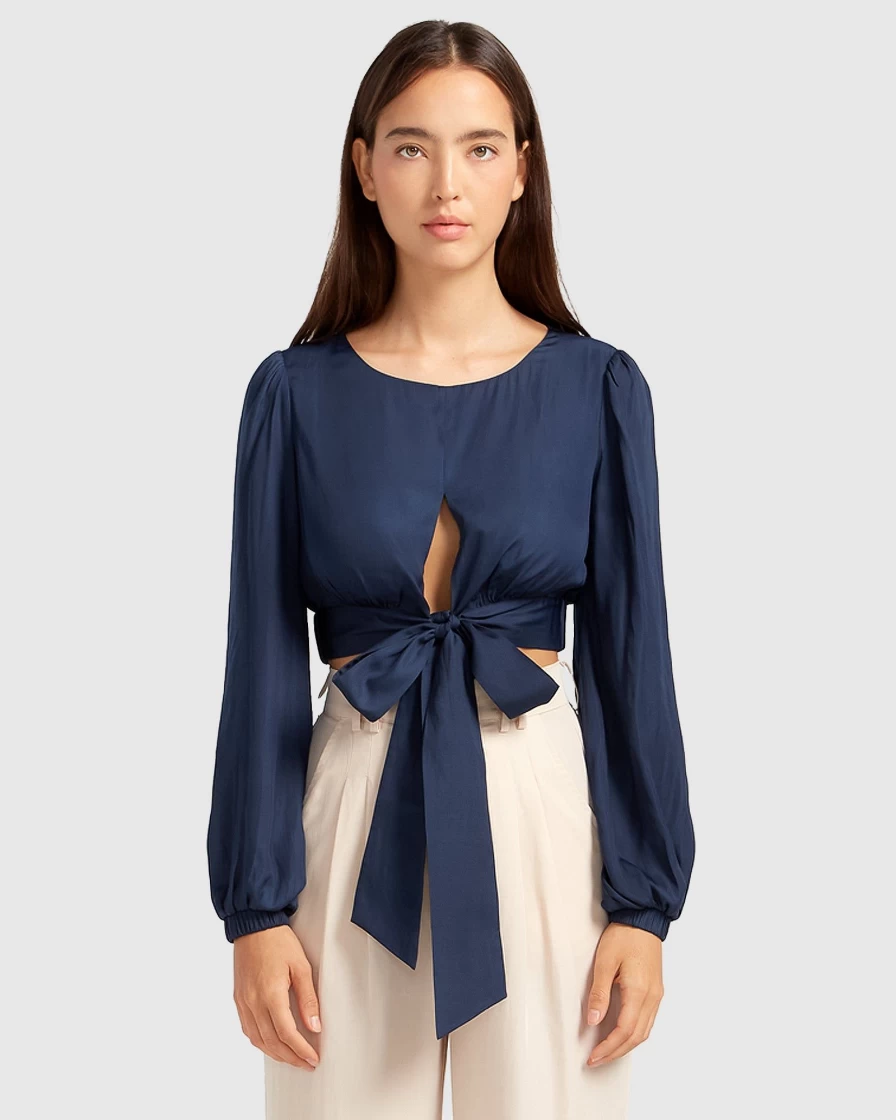 Belle & Bloom Women's Navy No Way Home Cropped Top | Final Sale