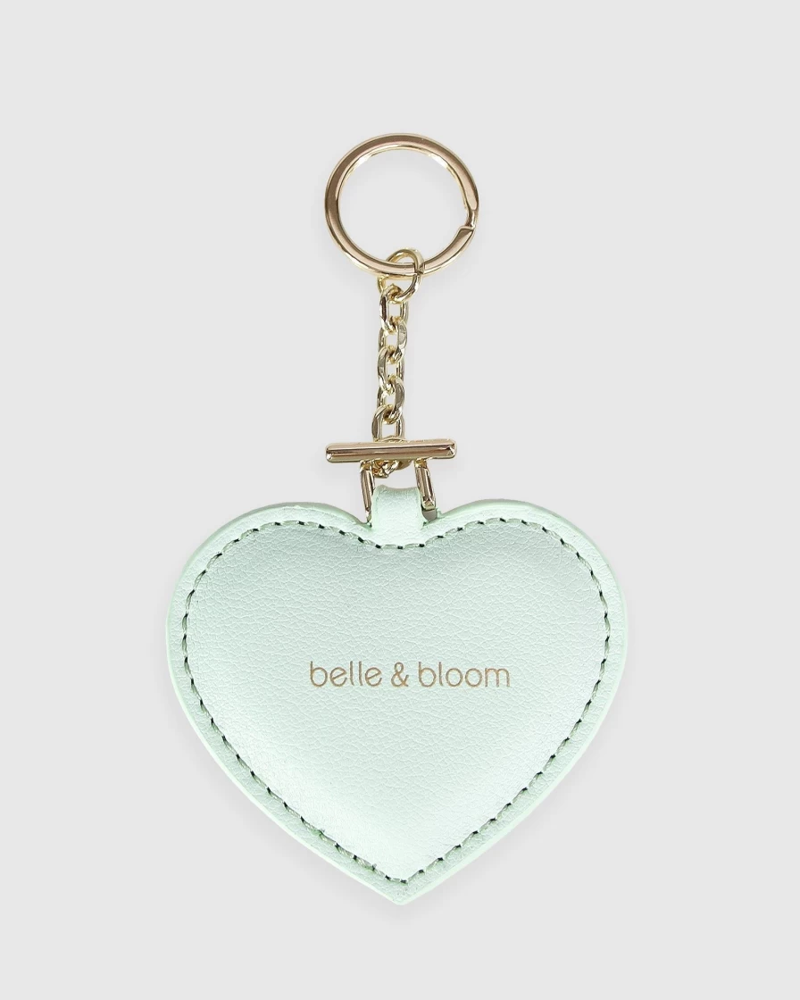 Belle & Bloom Mint Green Leather Keyring - Stolen Heart Design for Women