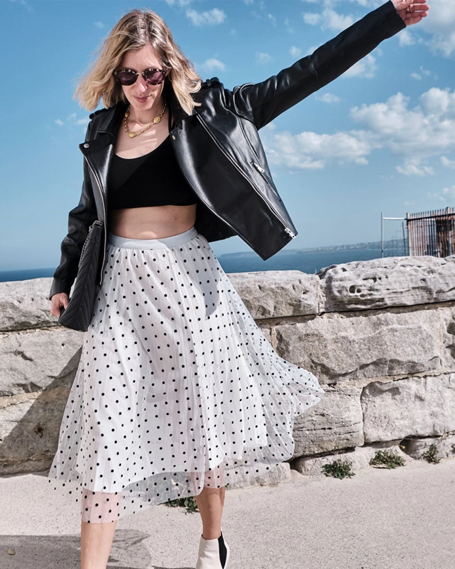 Belle & Bloom Women's Mixed Feeling Reversible Skirt - White | Two-Way Wear Versatile Design