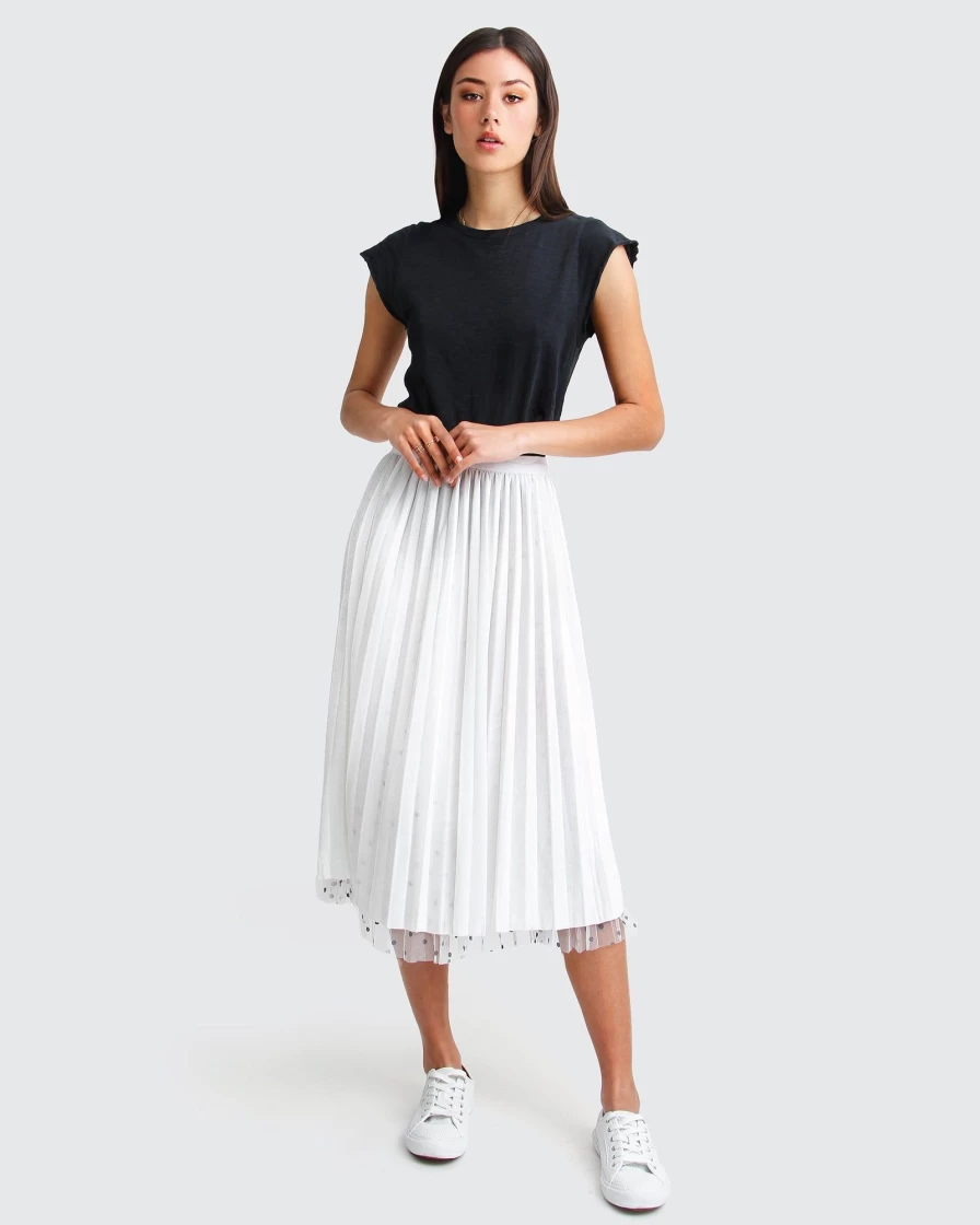 Belle & Bloom Women's Mixed Feeling Reversible Skirt - White | Two-Way Wear Design
