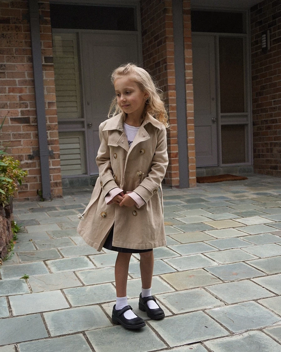 Belle & Bloom Girls' Miss Sunshine Camel Trench Coat for Kids