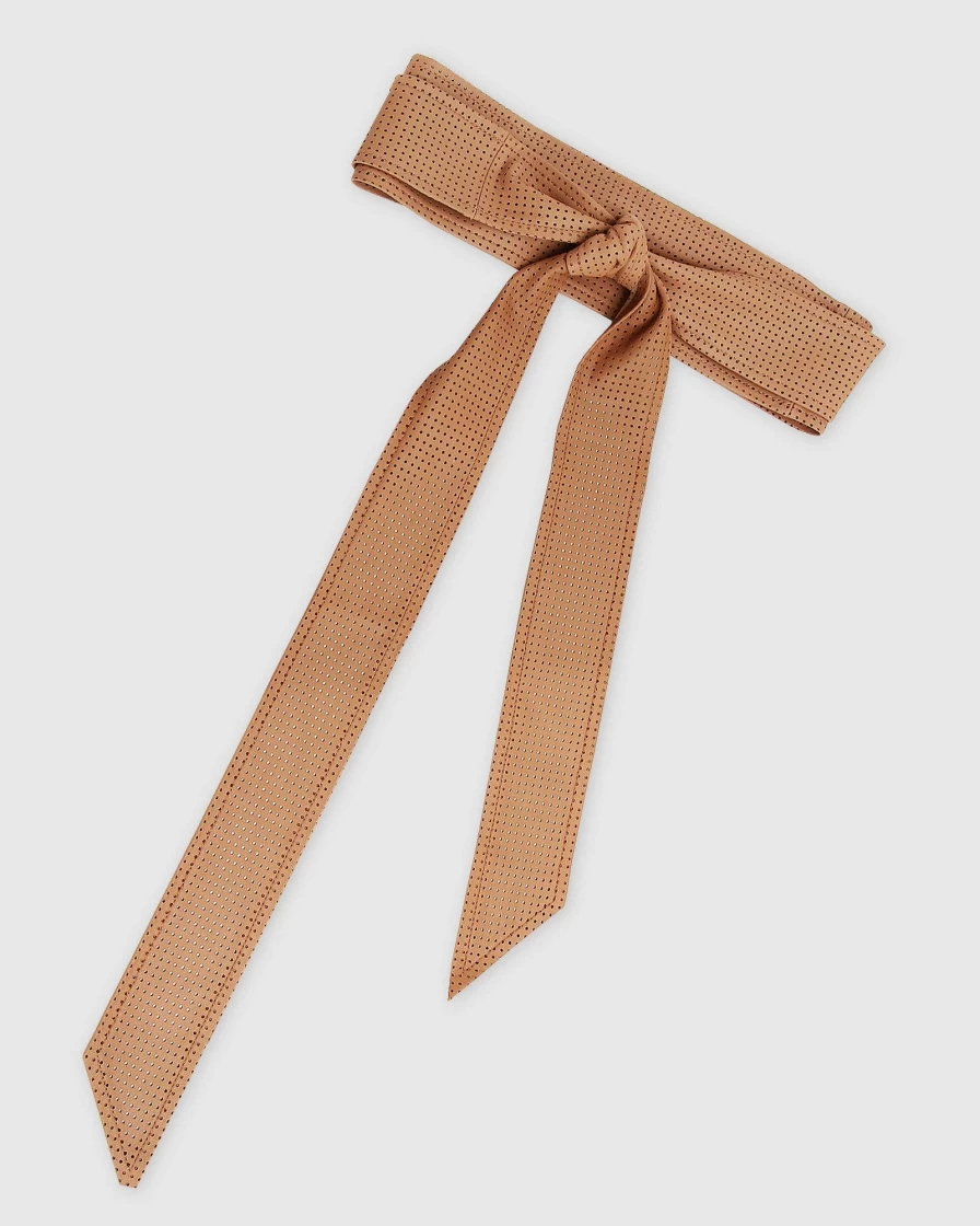 Belle & Bloom Women's Brown Perforated Leather Belt - Stylish & Comfortable Escalate Design