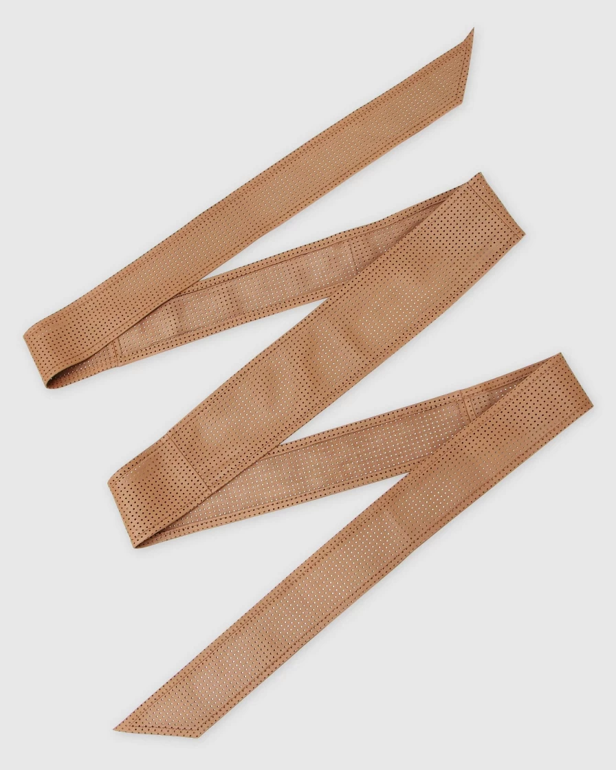 Belle & Bloom Women's Brown Perforated Leather Belt - Stylish Escalate Design for Everyday Wear