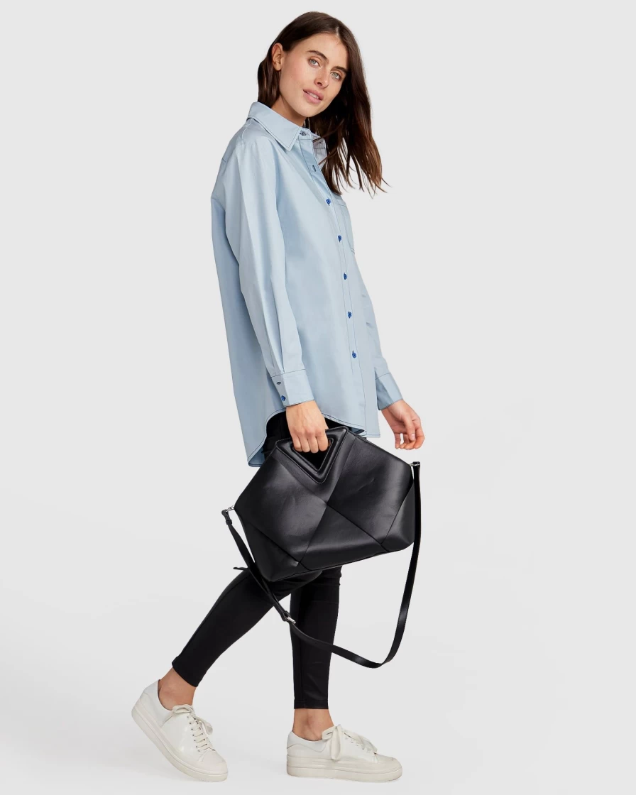 Belle & Bloom Women's Duck Egg Blue My Girl Oversized Shirt - Comfortable & Stylish Casual Top