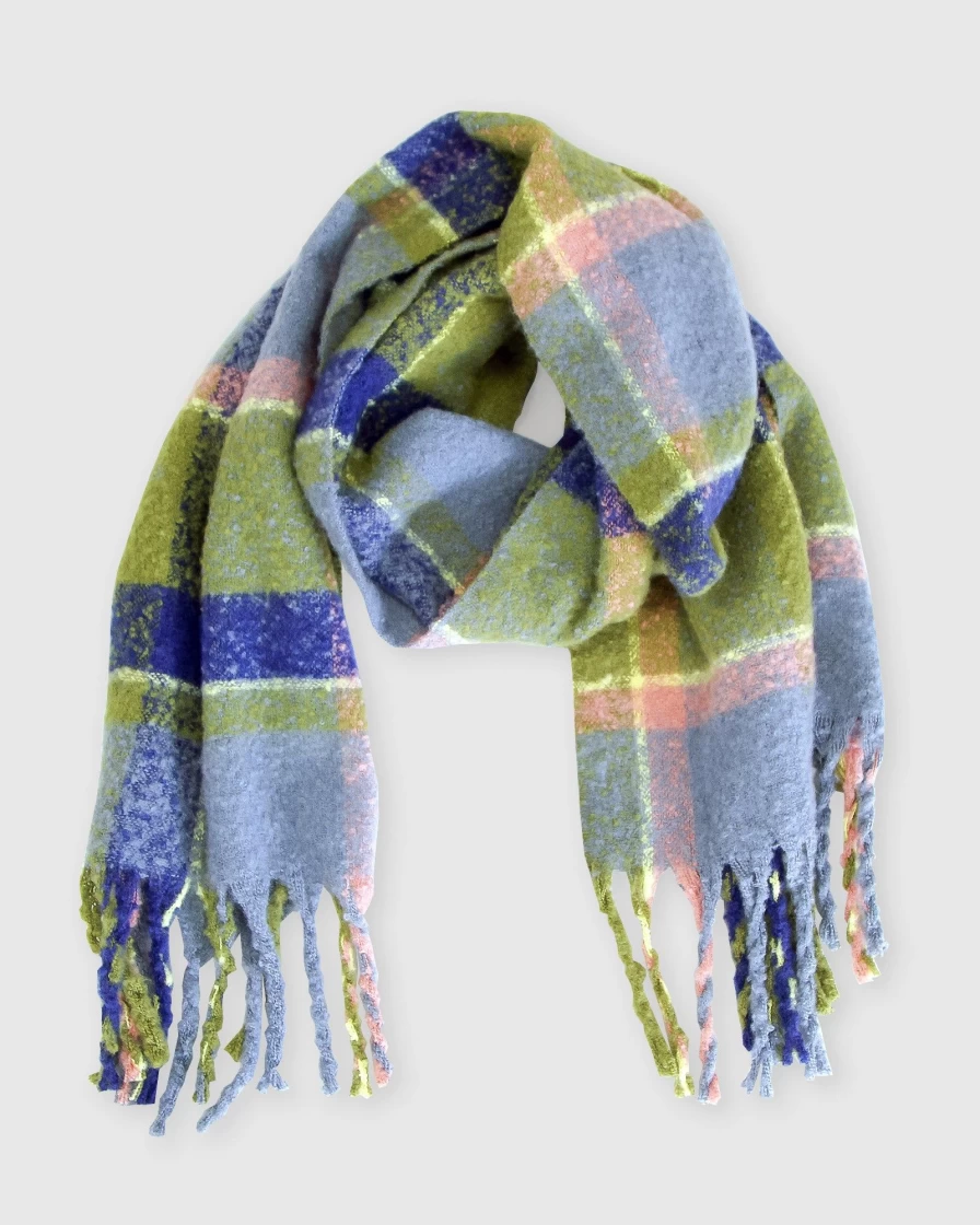 Belle & Bloom Women's Olive Brushed Plaid Scarf - Soft Winter Wrap Fashionable & Warm