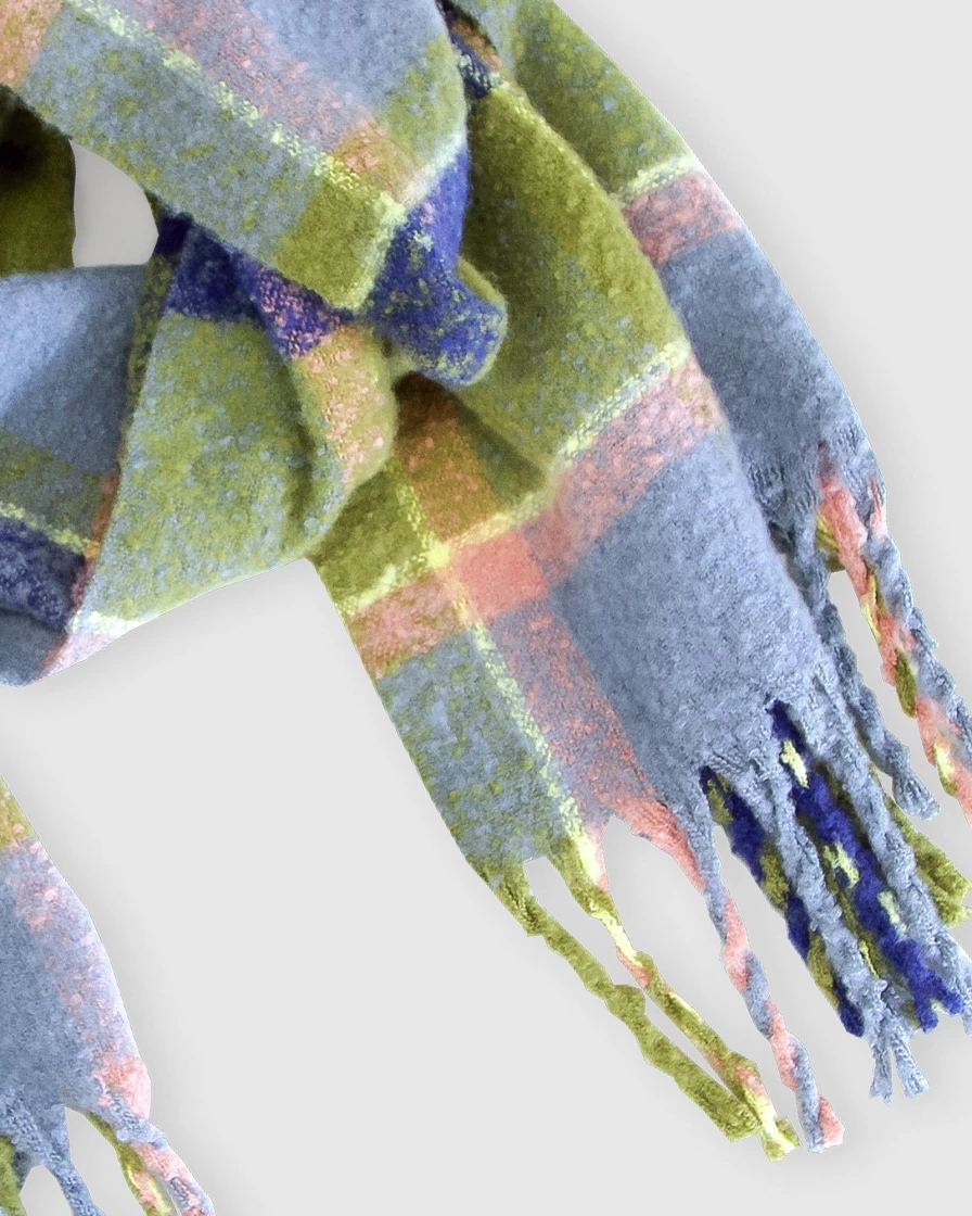 Belle & Bloom Women's Olive Brushed Plaid Scarf - Upstate Soft Winter Wrap