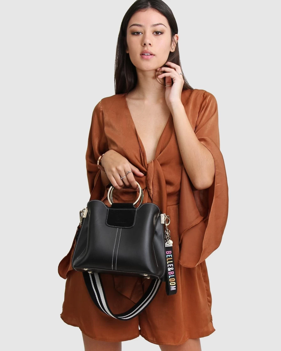Belle & Bloom Women's Black Twilight Leather Crossbody Bag - Stylish & Compact Handbag