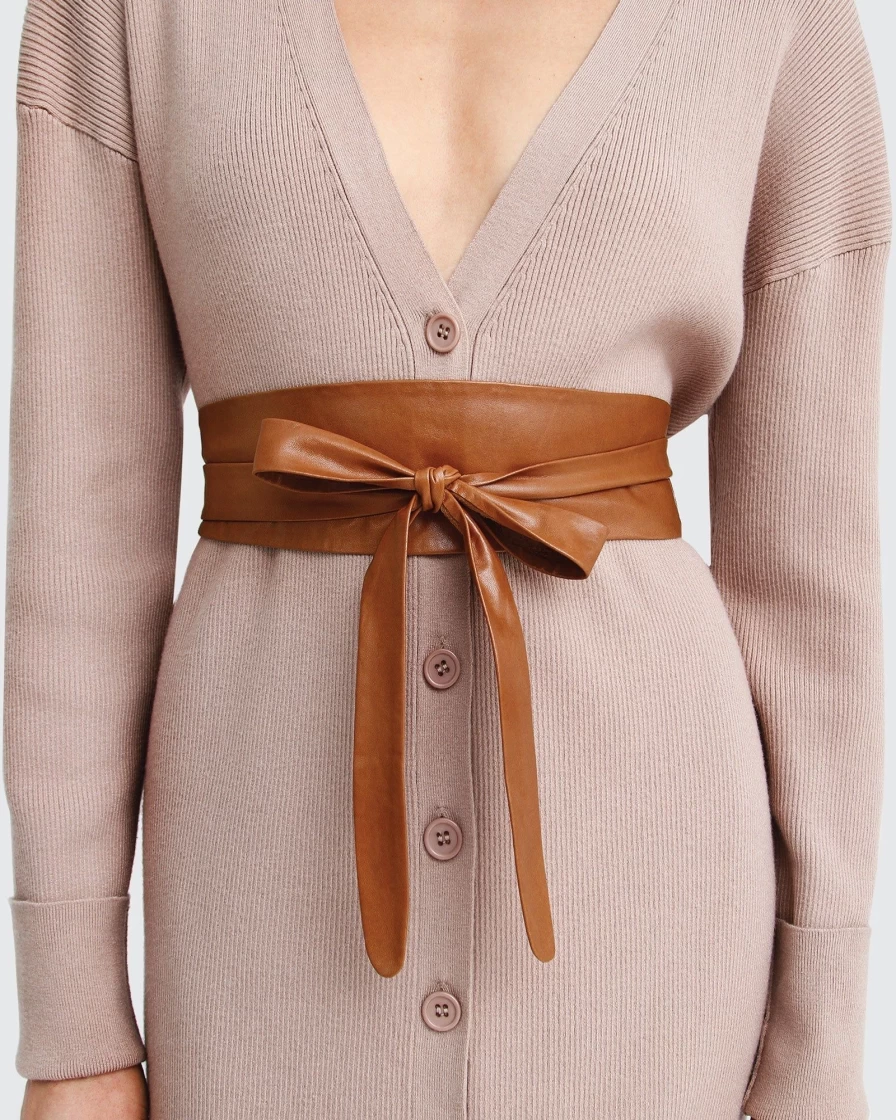 Belle & Bloom Women's Brown Soft Wrap Leather Belt - Stylish Odyssey Collection