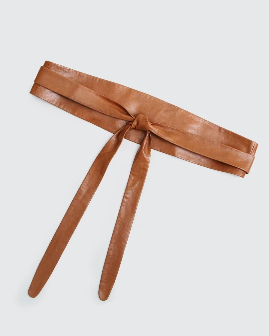 Belle & Bloom Women's Soft Wrap Leather Belt in Brown - Stylish Odyssey Collection