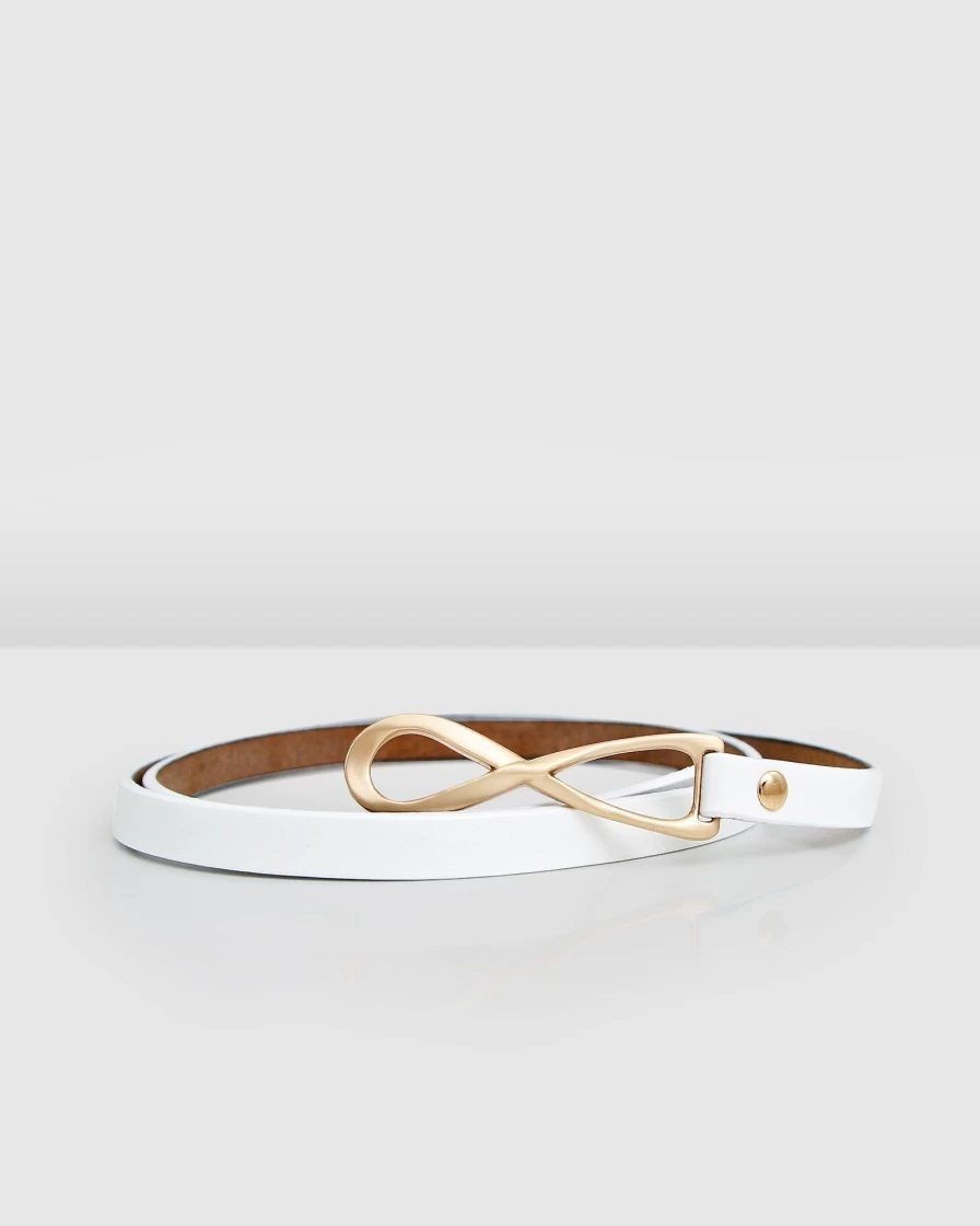 Belle & Bloom Women's White Leather Tie Belt - London Mood Stylish Waist Accessory