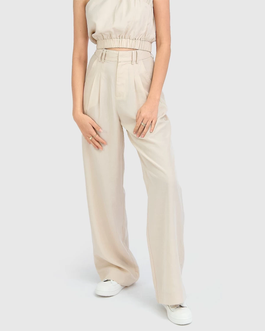 Belle & Bloom Women's State Of Play Wide Leg Pants in Sand - Comfortable & Stylish Trousers