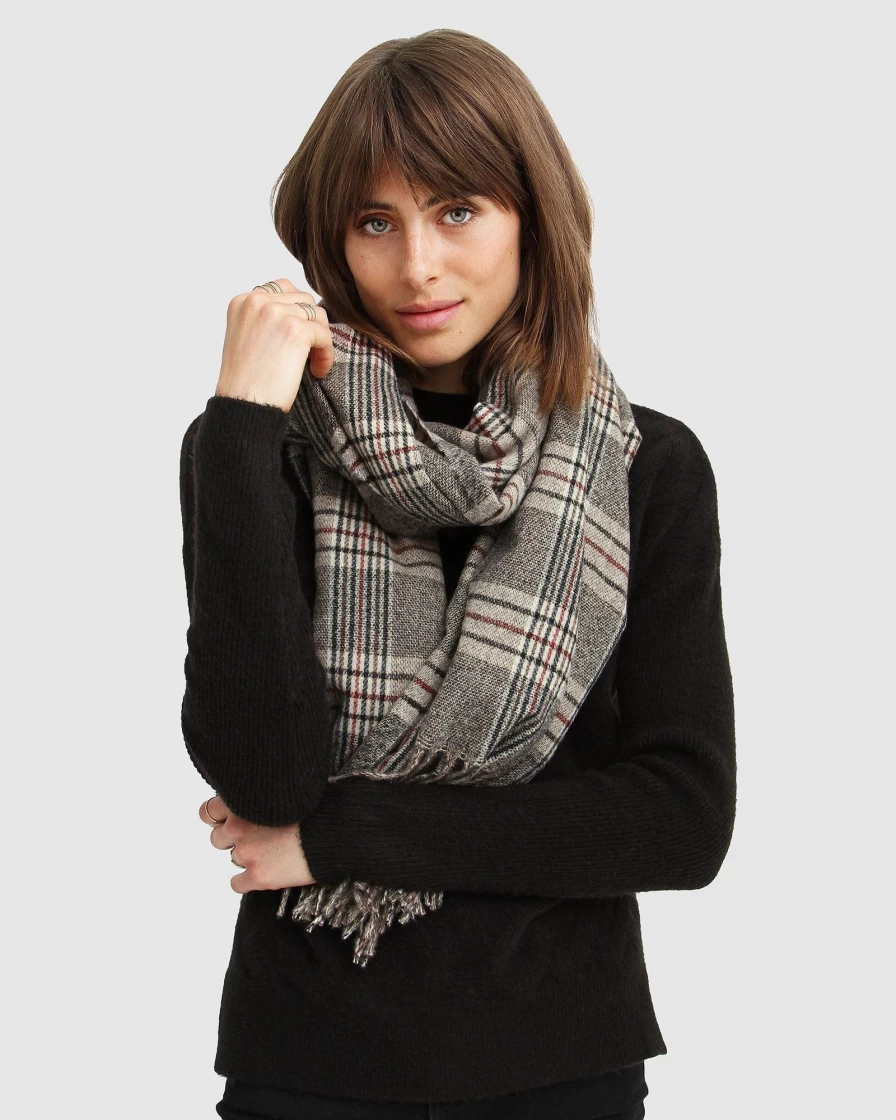 Belle & Bloom Women's Aspen Plaid Scarf - Military Check Pattern Winter Wrap