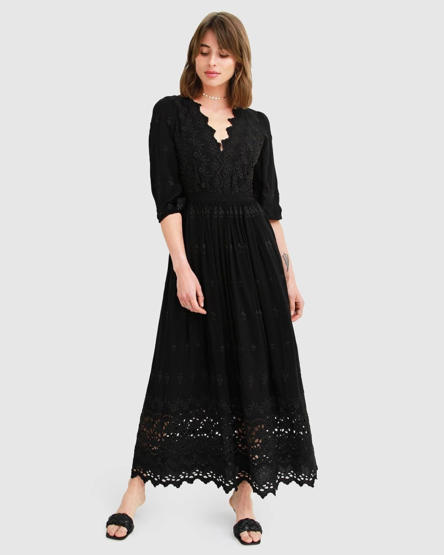 Belle & Bloom Women's All Eyes On Me Black Midi Dress - Elegant & Stylish