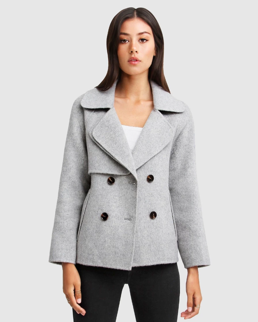 Belle & Bloom Women's Grey Wool Blend Peacoat - I'M Yours Stylish Winter Coat
