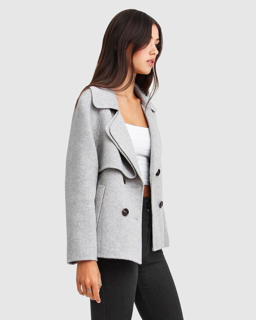Belle & Bloom Women's Grey Wool Blend Peacoat - I'M Yours Stylish Winter Coat