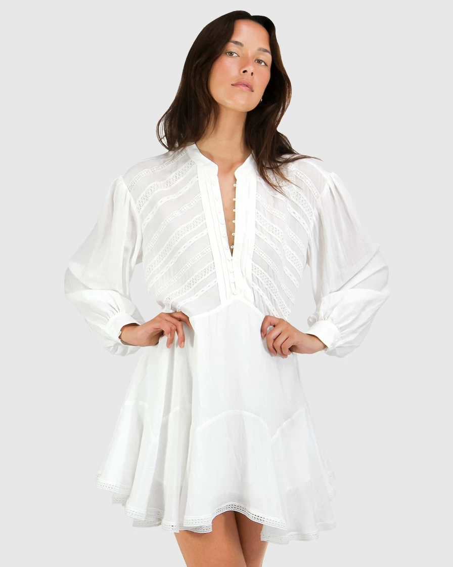 Belle & Bloom Women's White Resolution Mini Dress - Elegant Short Sleeve Party Outfit