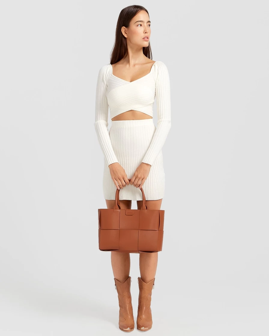 Belle & Bloom Women's Cream Knit Mini Skirt - Soft & Stylish