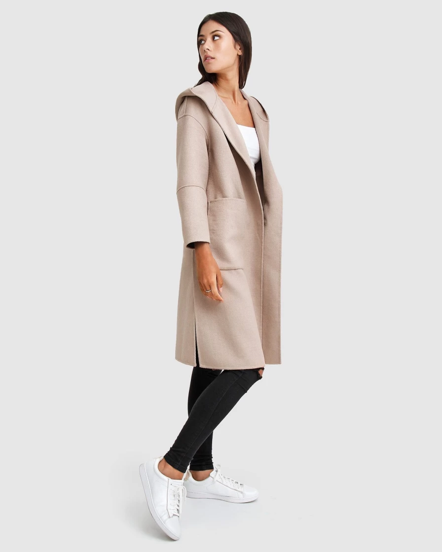 Belle & Bloom Women's Sand Wool Blend Oversized Coat - Walk This Way Style