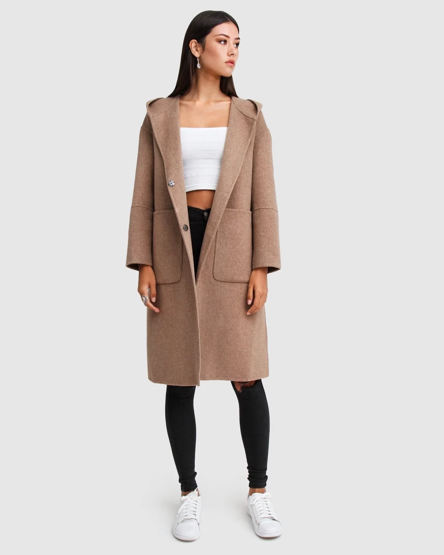 Belle & Bloom Women's Oat Wool Blend Oversized Coat - Walk This Way Style