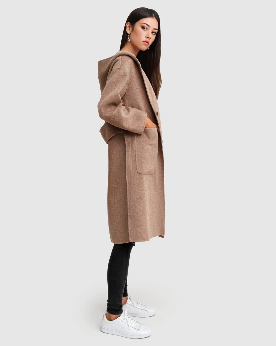 Belle & Bloom Women's Oat Wool Blend Oversized Coat - Walk This Way Style