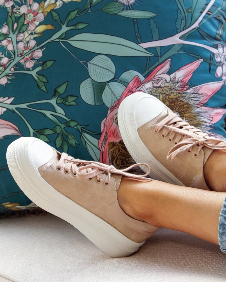 Belle & Bloom Women's Blush Croc Leather Sneakers - Just A Dream Style