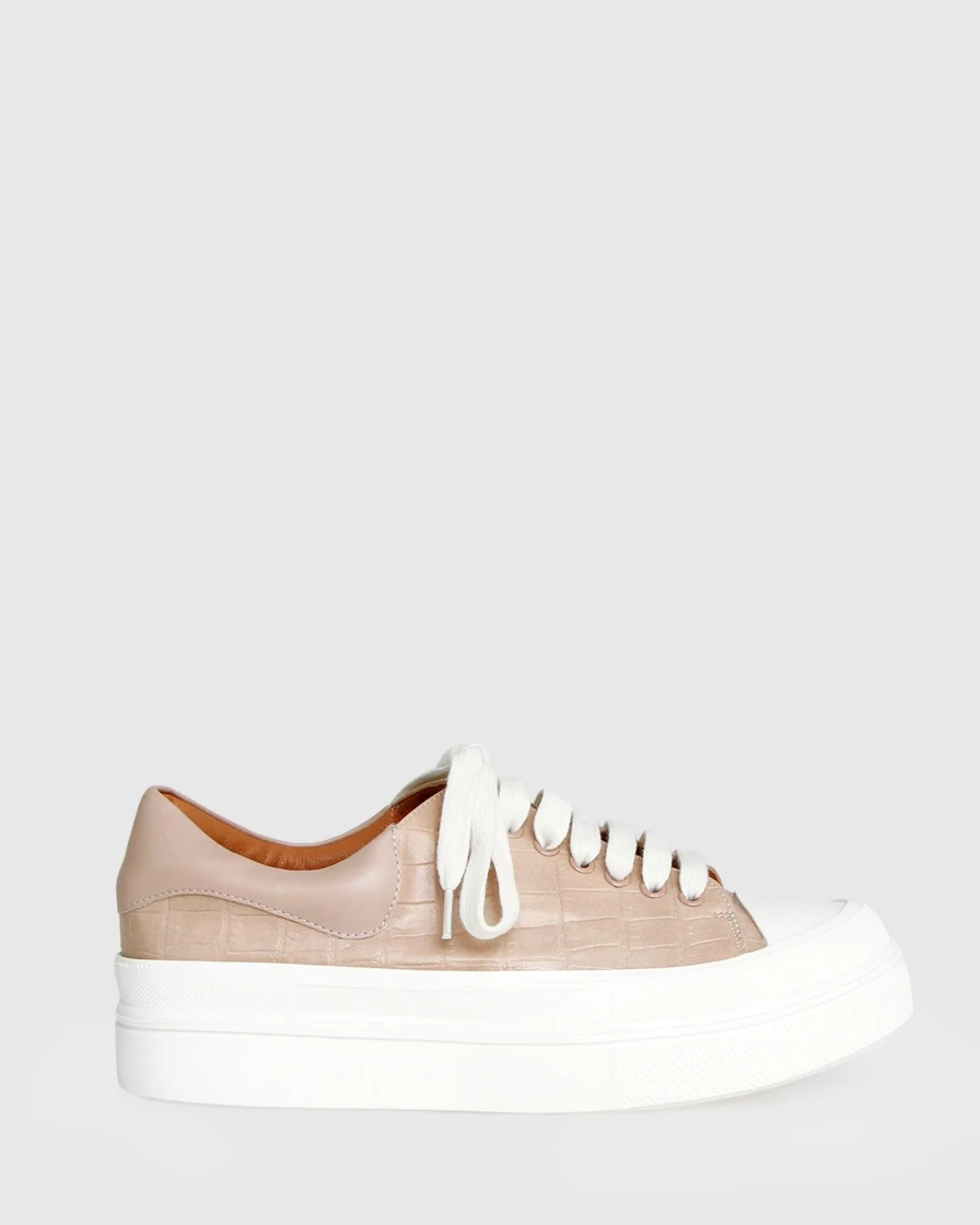 Belle & Bloom Women's Blush Croc Leather Sneakers - Just A Dream Style