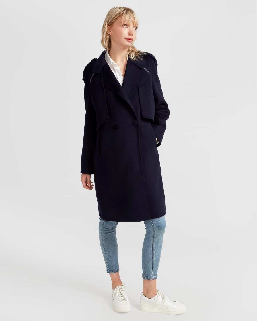 Belle & Bloom Women's Navy Wool Blend Coat - Palm City Style
