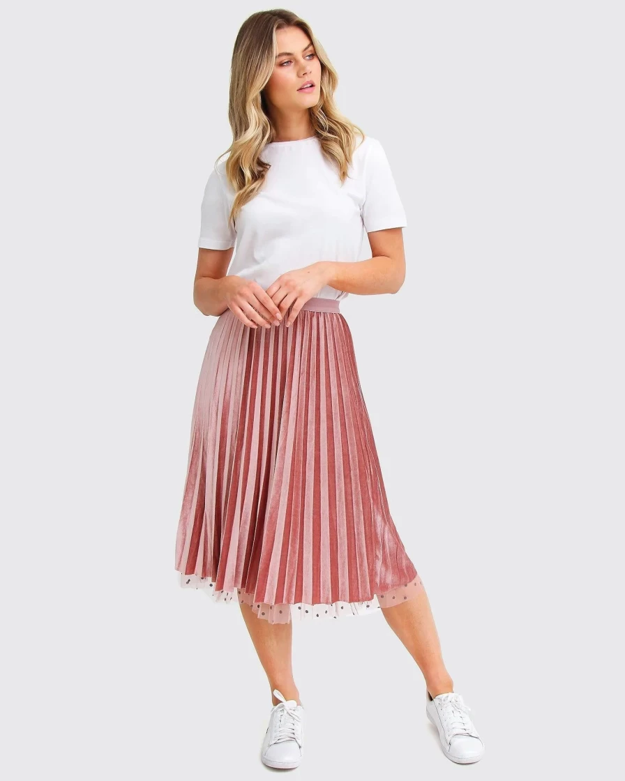 Belle & Bloom Women's Reversible Mixed Feeling Skirt in Pink - Two-in-One Versatile Design