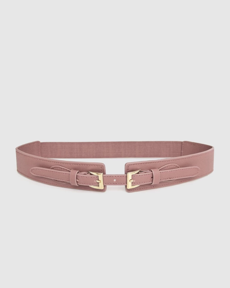 Belle & Bloom Women's Blush London Fog Leather Waist Belt - Stylish & Elegant