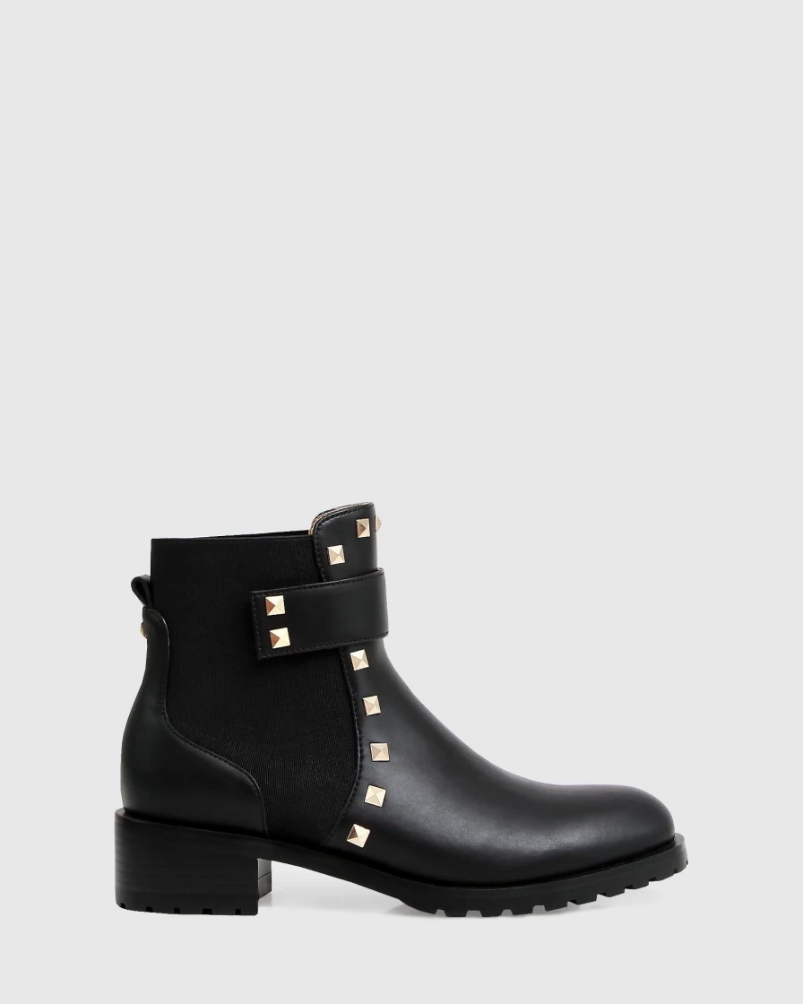 Belle & Bloom Women's Black City Lights Leather Ankle Boots for Stylish Comfort