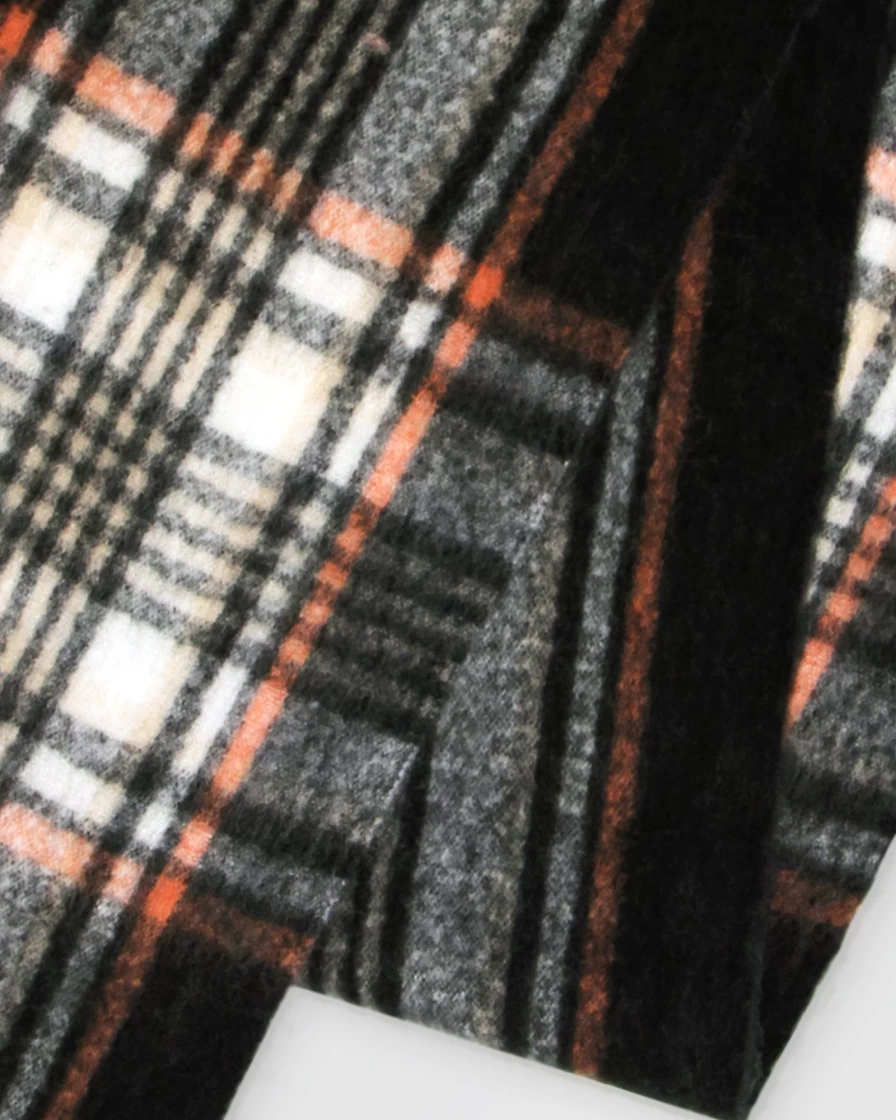 Belle & Bloom Women's Meridian Brushed Plaid Scarf - Soft Winter Wrap in Classic Black Checkered Pattern