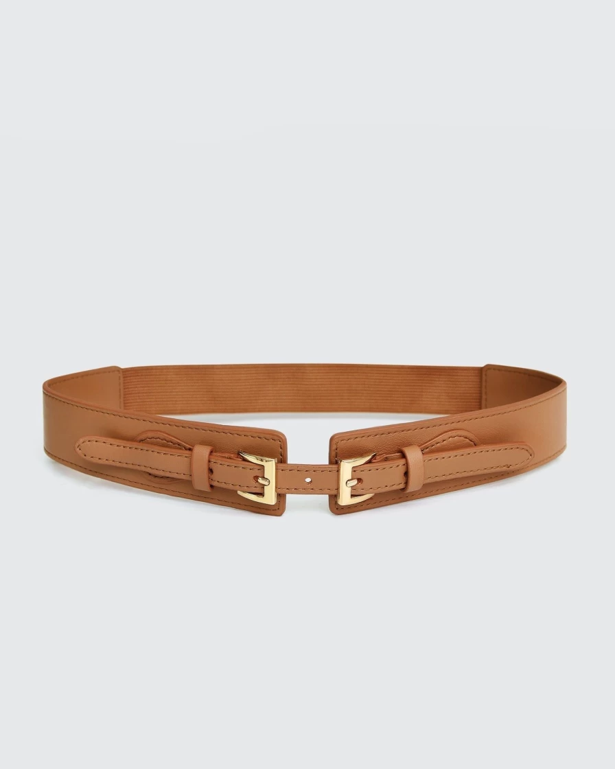 Belle & Bloom Women's Brown Leather Waist Belt - London Fog Style Fashion Accessory