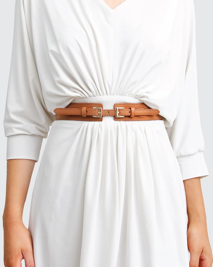 Belle & Bloom Women's Brown Leather Waist Belt - London Fog Style Fashion Accessory
