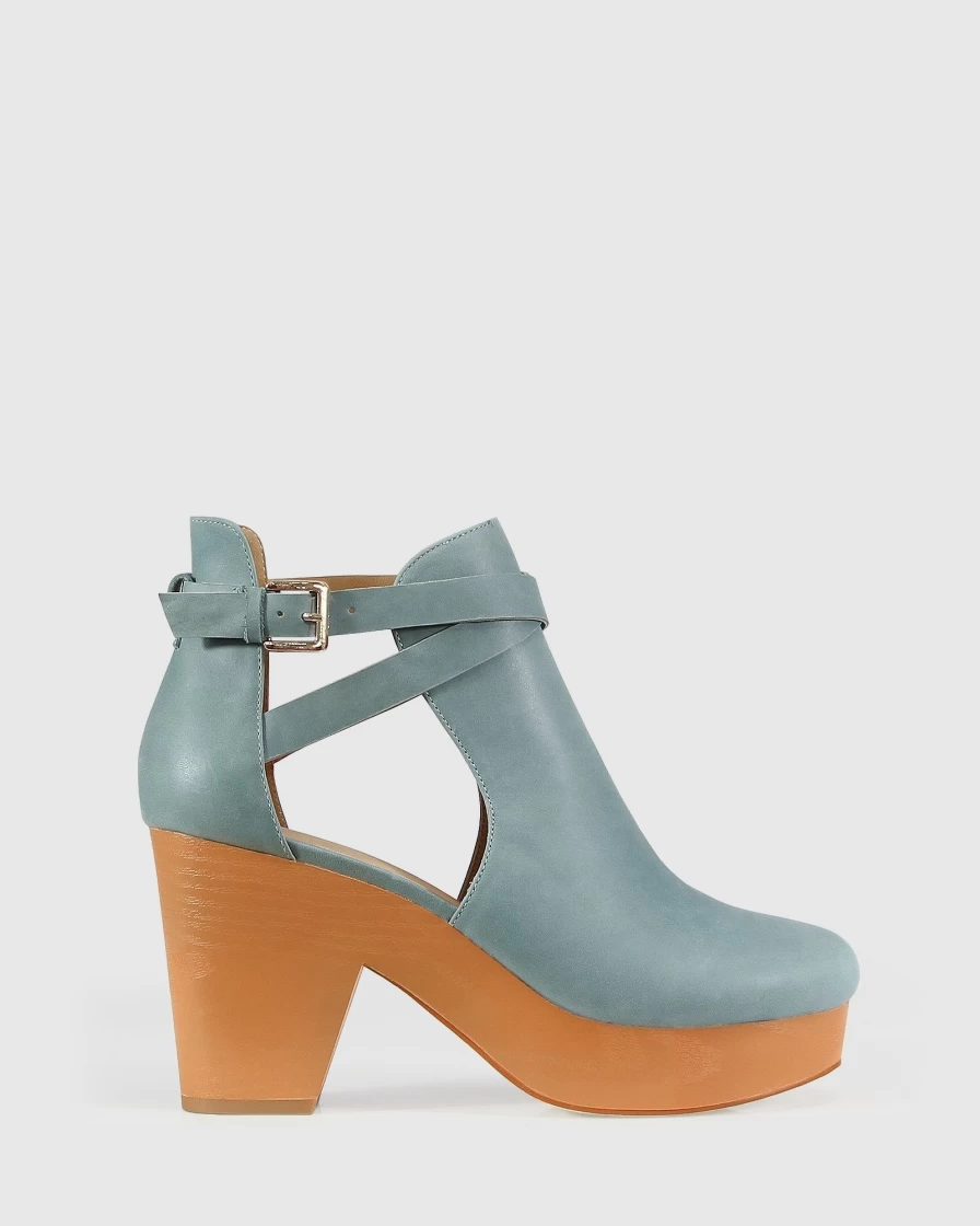 Belle & Bloom Women's Fearless Clog Ankle Boots in Stonewash Blue - Comfortable & Stylish Slip-On Booties