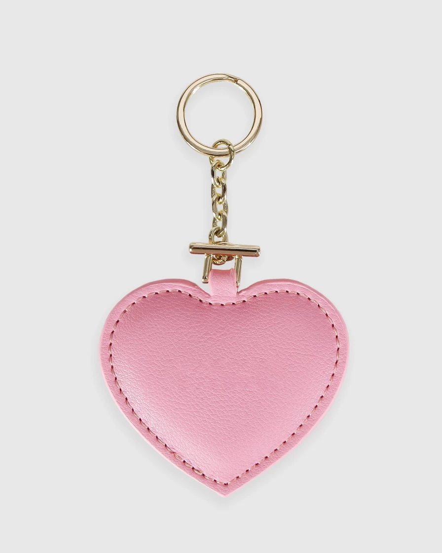 Belle & Bloom Pink Leather Heart Keyring for Women - Stolen Heart Keychain Gift