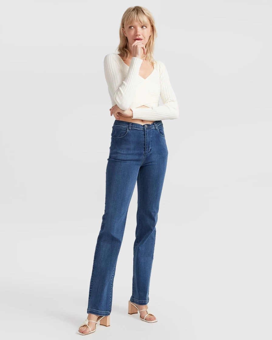 Belle & Bloom Women's Dark Wash Impossible Highs Bootleg Jeans