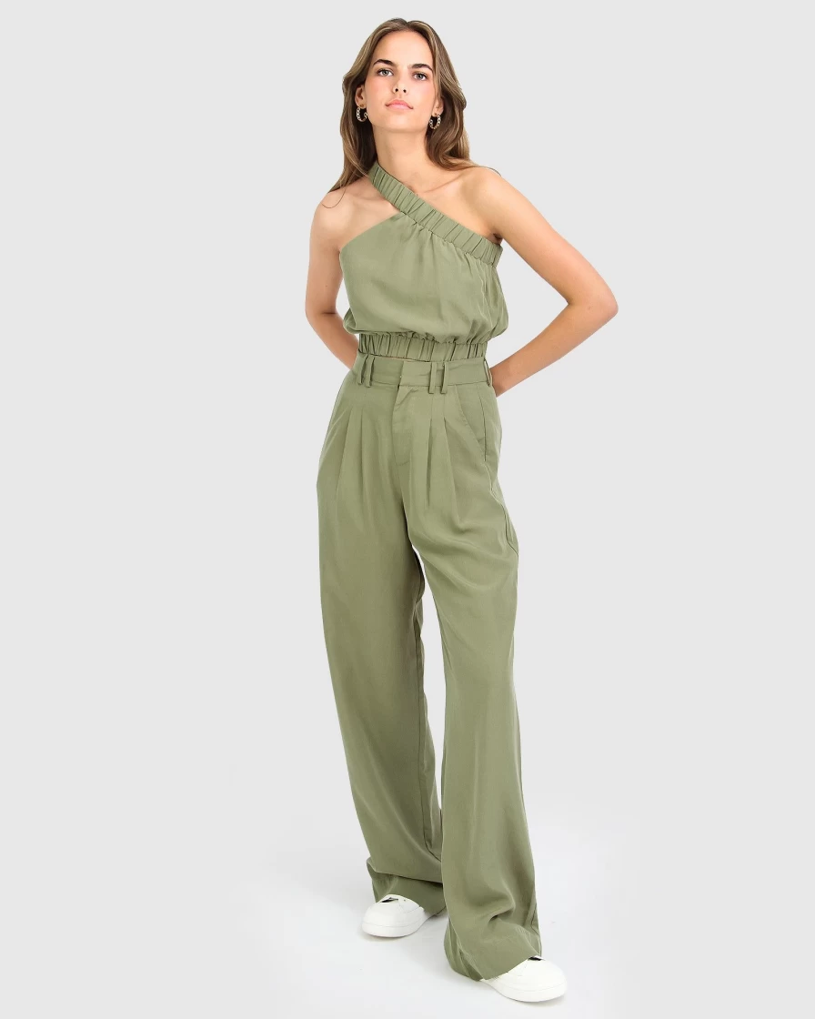 Belle & Bloom Women's Army Green Wide Leg Pants - State Of Play Style