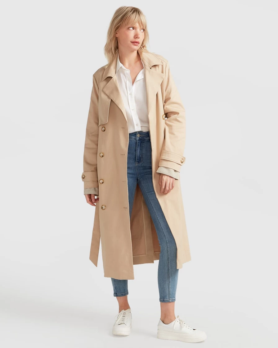 Belle & Bloom Women's Classic Camel Empirical Trench Coat