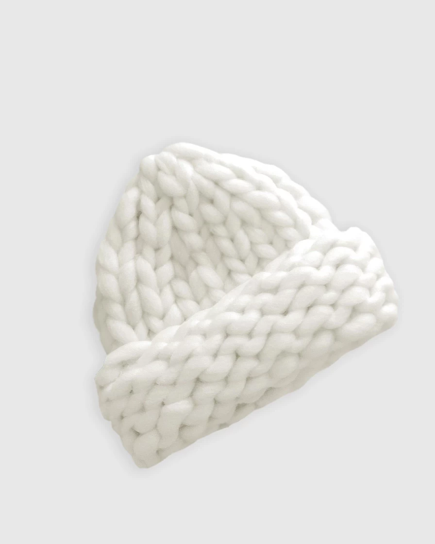 Belle & Bloom Women's Off-White Snowflake Hand Knitted Beanie - Winter Crochet Hat