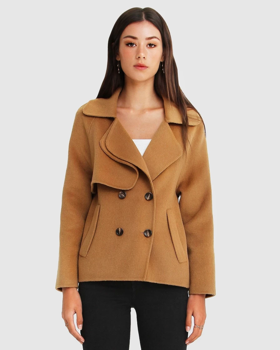 Belle & Bloom Women's Wool Blend Peacoat Coat in Camel - I'M Yours Collection