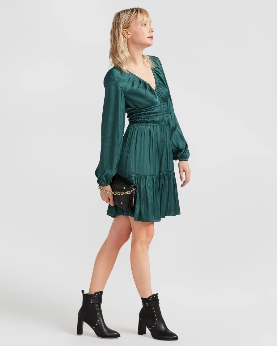 Belle & Bloom Women's Serendipity Dark Green Long Sleeve Elegant Dress