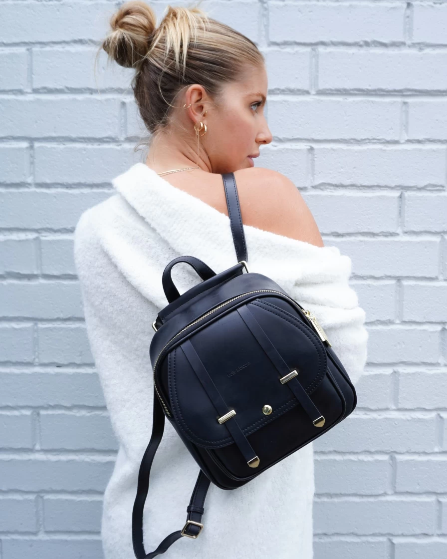 Belle & Bloom Women's Camila Genuine Leather Backpack - Stylish Black Handbag for Everyday Use