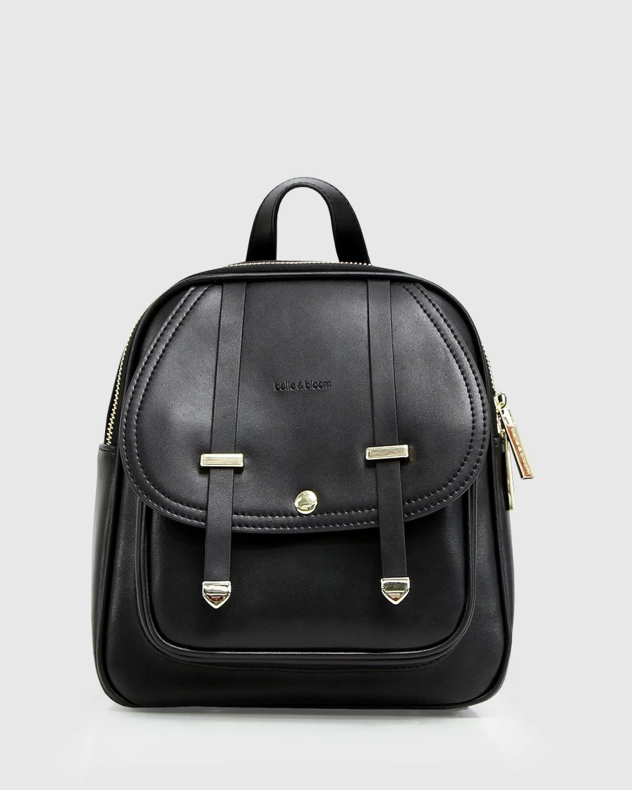 Belle & Bloom Women's Camila Genuine Leather Backpack - Stylish Black Handbag for Everyday Use