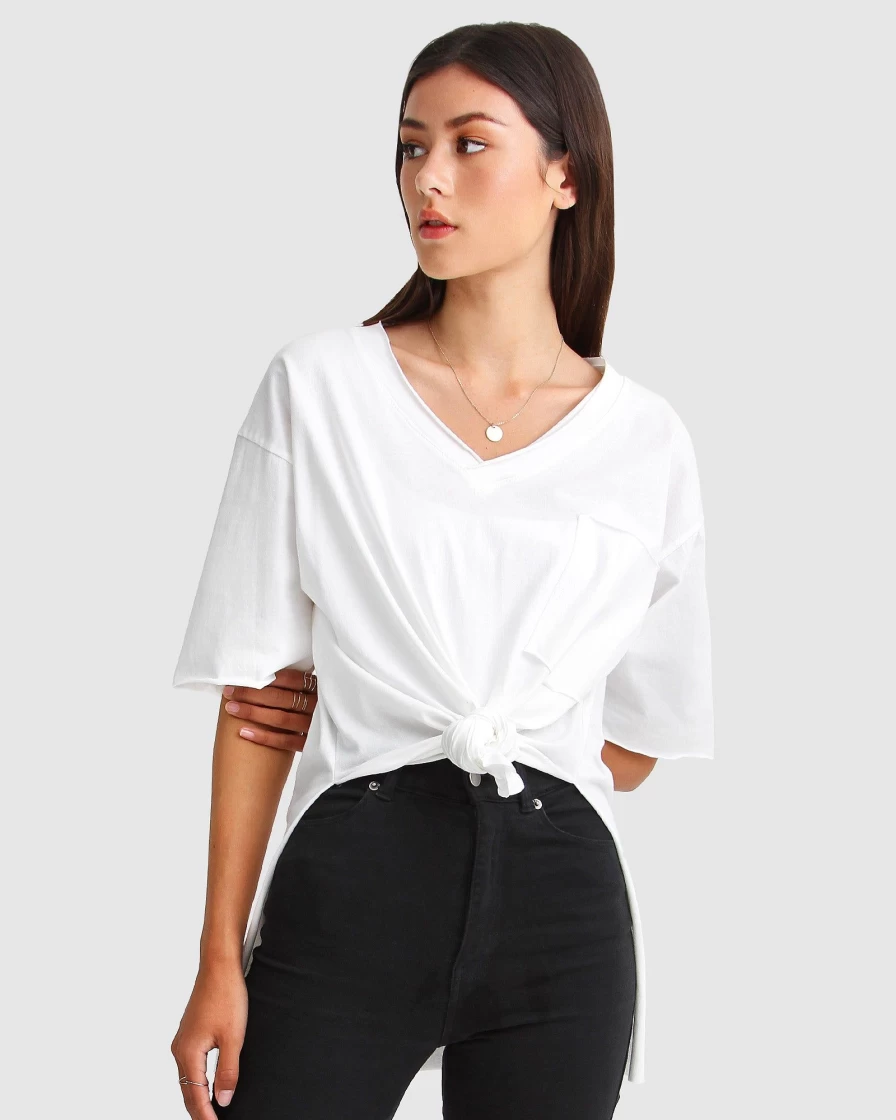 Belle & Bloom Women's Oversized White T-Shirt - Brave Soul Style Comfort Fit