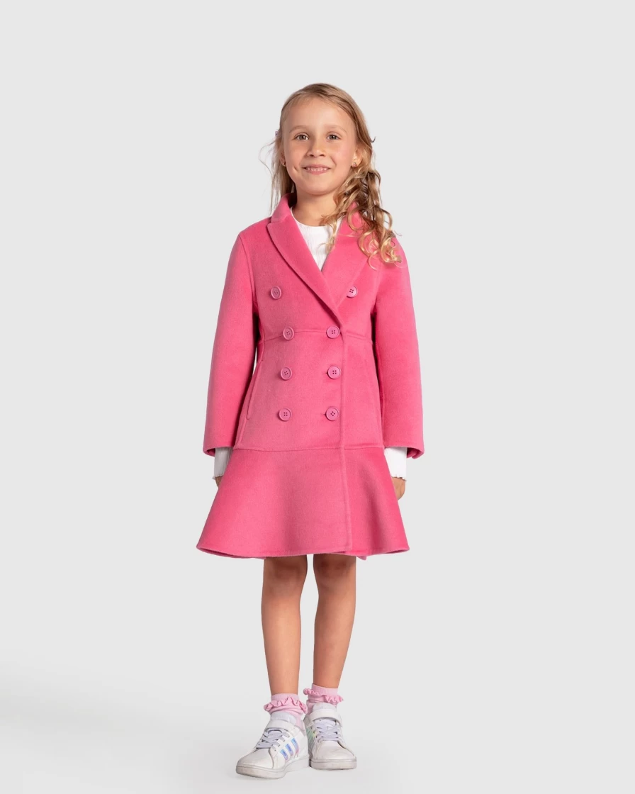 Belle & Bloom Girls' Pink Wool Blend Fitted Coat - Good Manners Stylish Winter Jacket for Kids