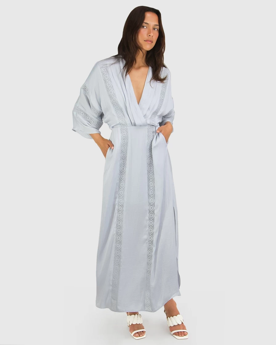 Belle & Bloom Women's Light Blue Hideaway Maxi Dress - Flowy Summer Beach Dress