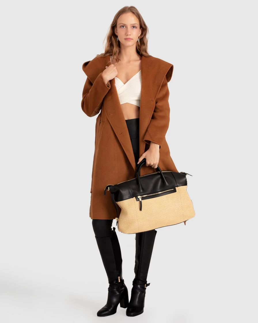 Belle & Bloom Women's Walk Me Home Convertible Camel Coat - Versatile Outerwear