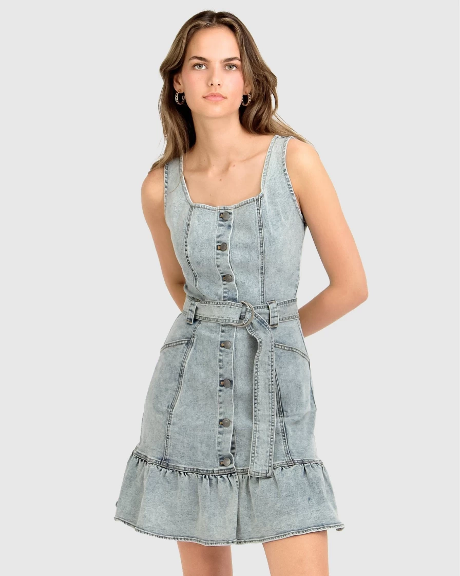 Belle & Bloom Women's Stonewash Denim Mini Dress - Rendezvous Style